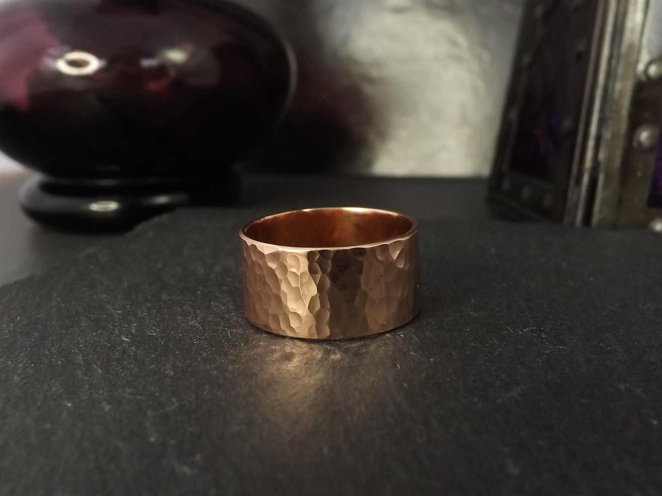 Copper Hammered Ring size P